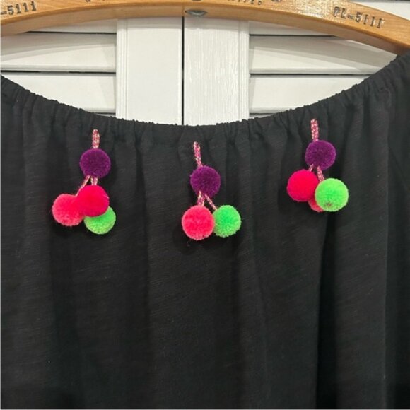 Pitusa Stretch Cotton OTS Peasant Blouse with Dingle Balls - Picture 12 of 15